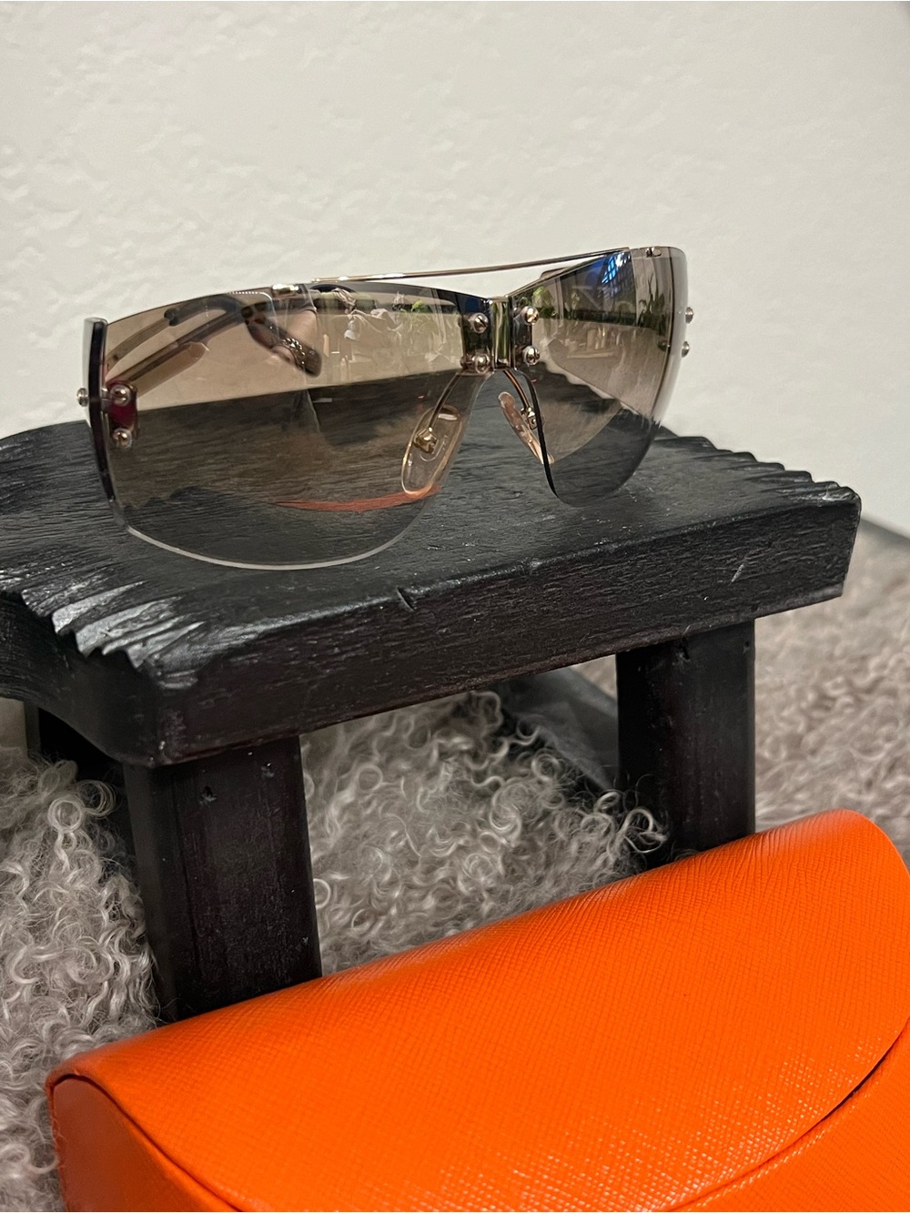 Calvin Klein Rimless Shield Sunglasses in Smoke Gradient